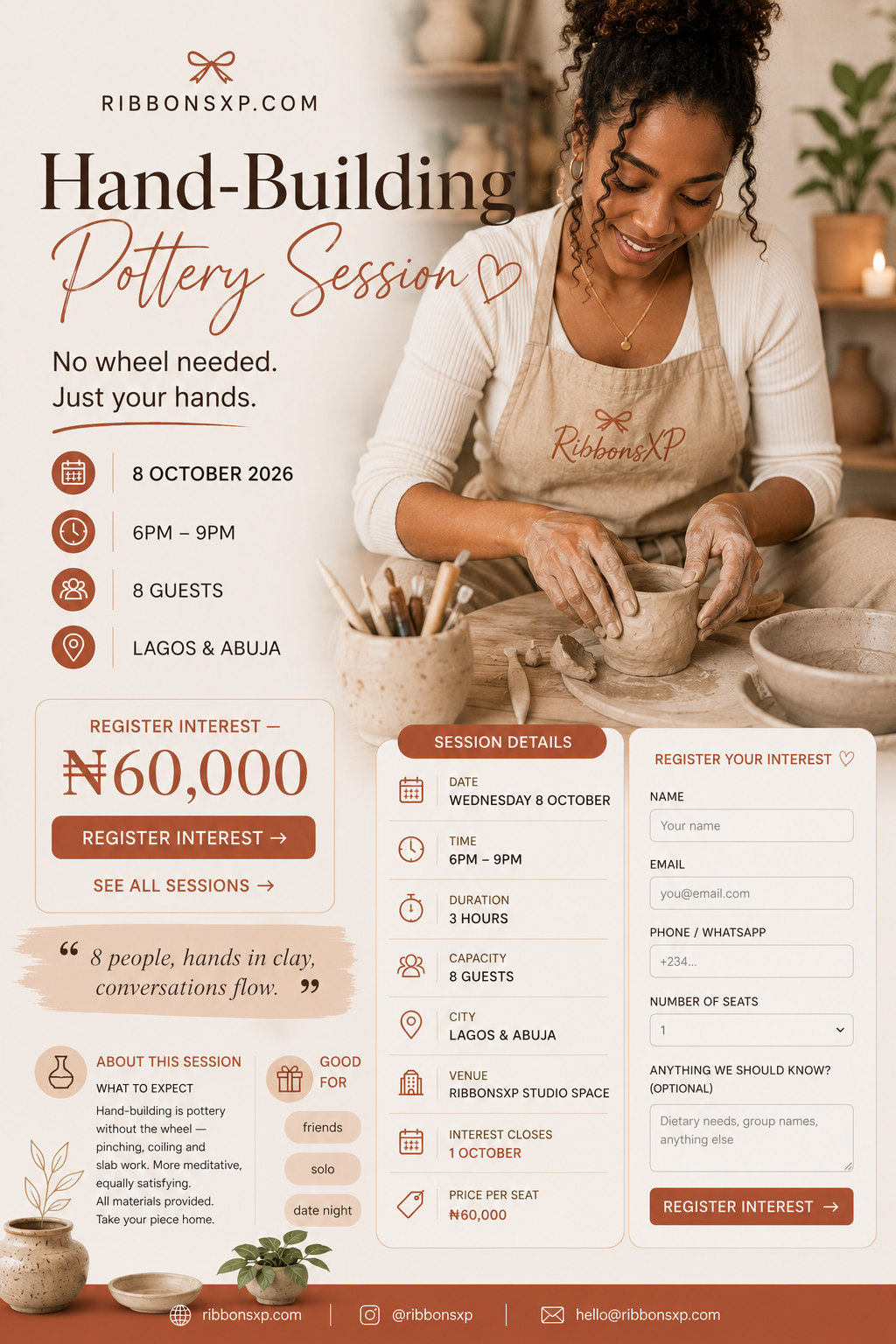 Hand-Building Pottery Session