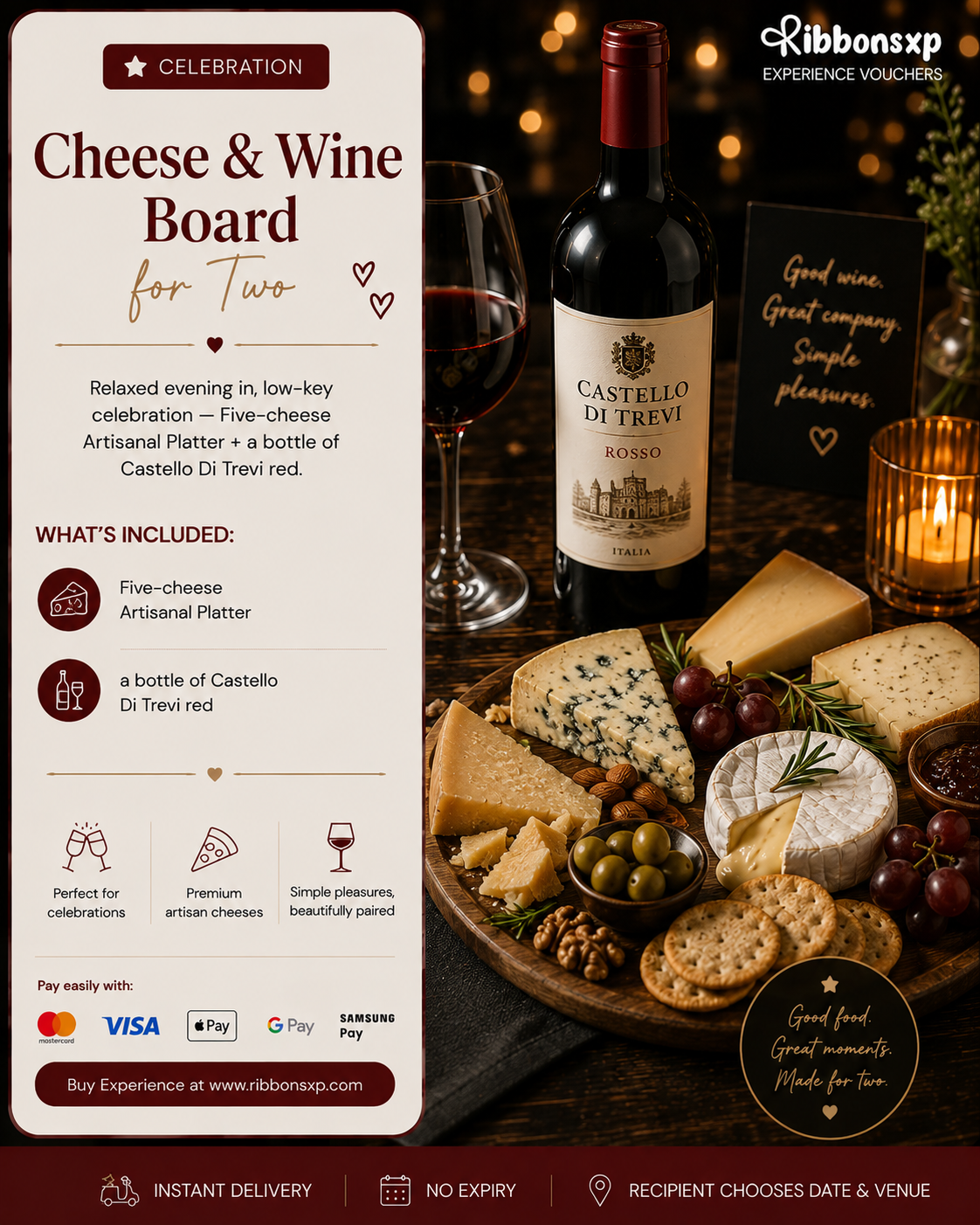 Cheese & Wine Board for Two