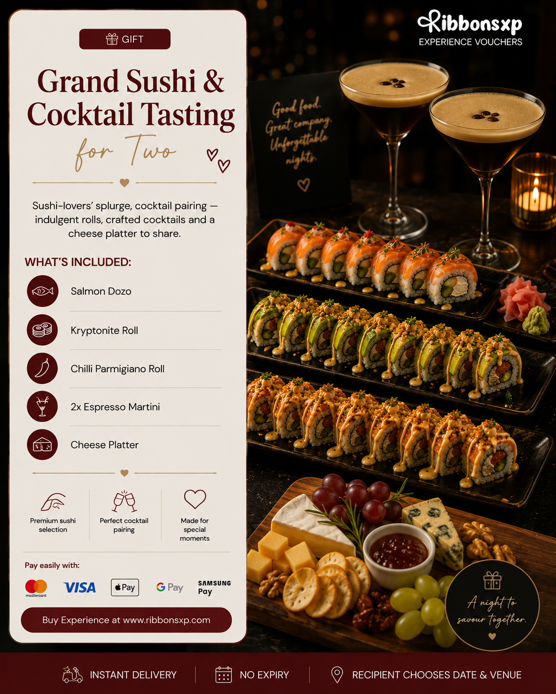 Grand Sushi & Cocktail Tasting for Two