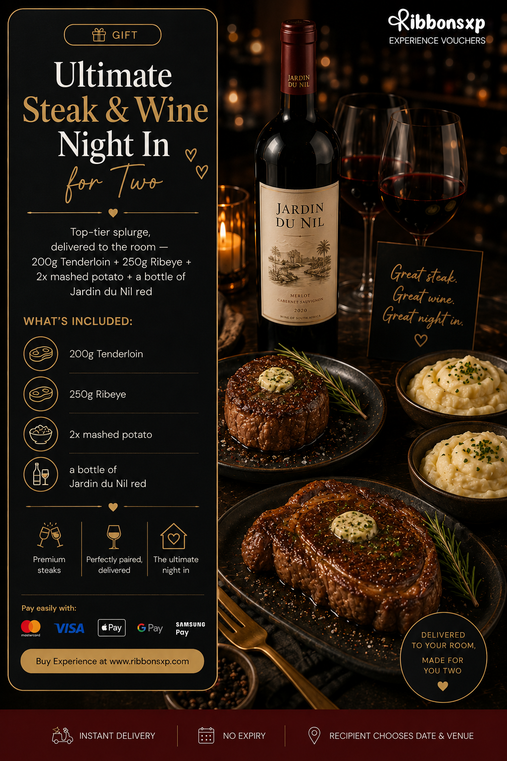 Ultimate Steak & Wine Night In for Two